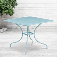 Flash Furniture CO-6-SKY-GG 35.5" Steel Patio Table in Blue